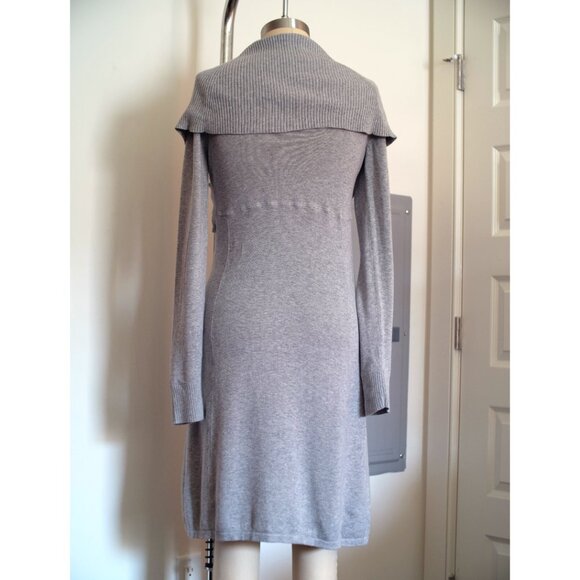 Athleta Sochi Gray Draped Wrap Cowl Long Sleeve Dress Sz M Organic Cotton & Wool - Picture 2 of 4